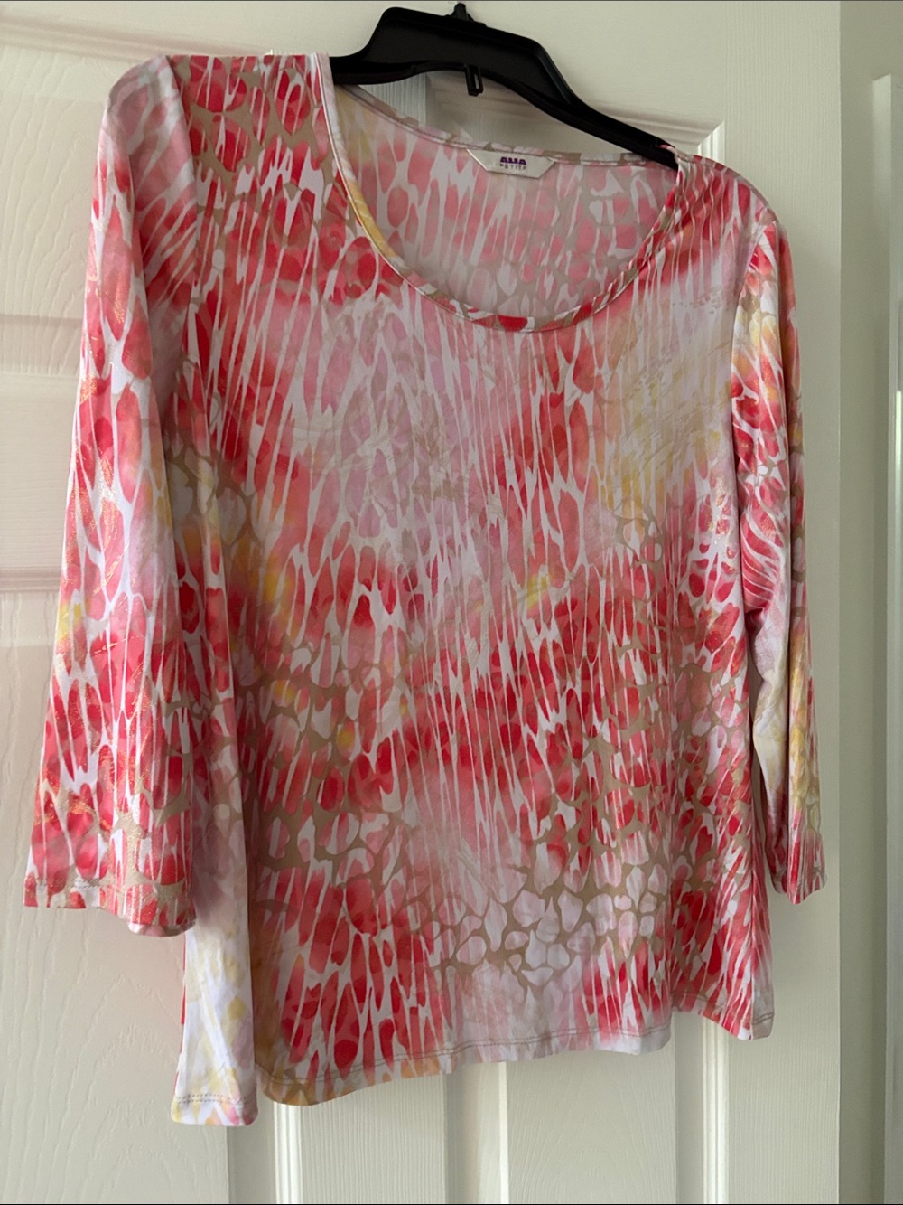 Alia Pink Multi-Print Scoop Neck Long Sleeve Top